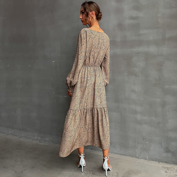 Damen Maxikleid mit elastischem Taillengürtel und eleganten Rüschendetails Drune