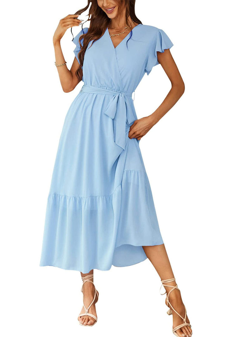 Damen Wickelkleid mit fließendem Schnitt und Rüschendetails Drune