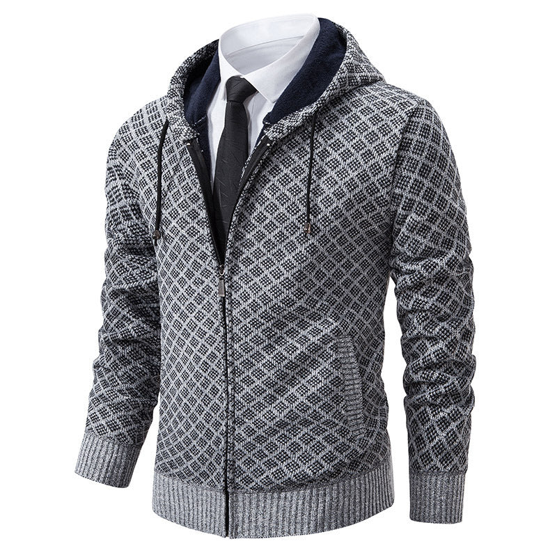 Herren stylische Jacke mit modernem Wabenmuster und Kapuze Drune
