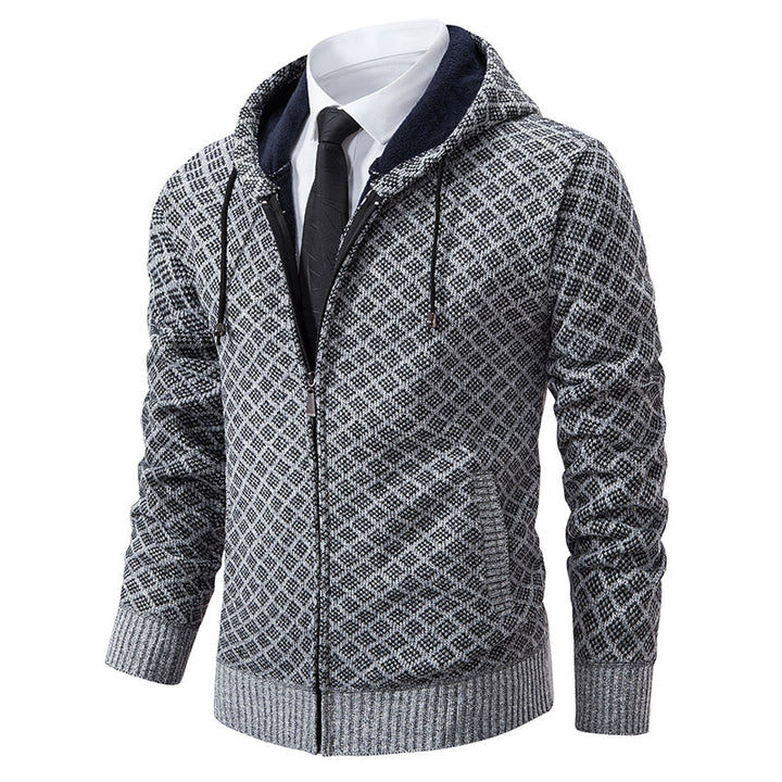 Herren stylische Jacke mit modernem Wabenmuster und Kapuze Drune