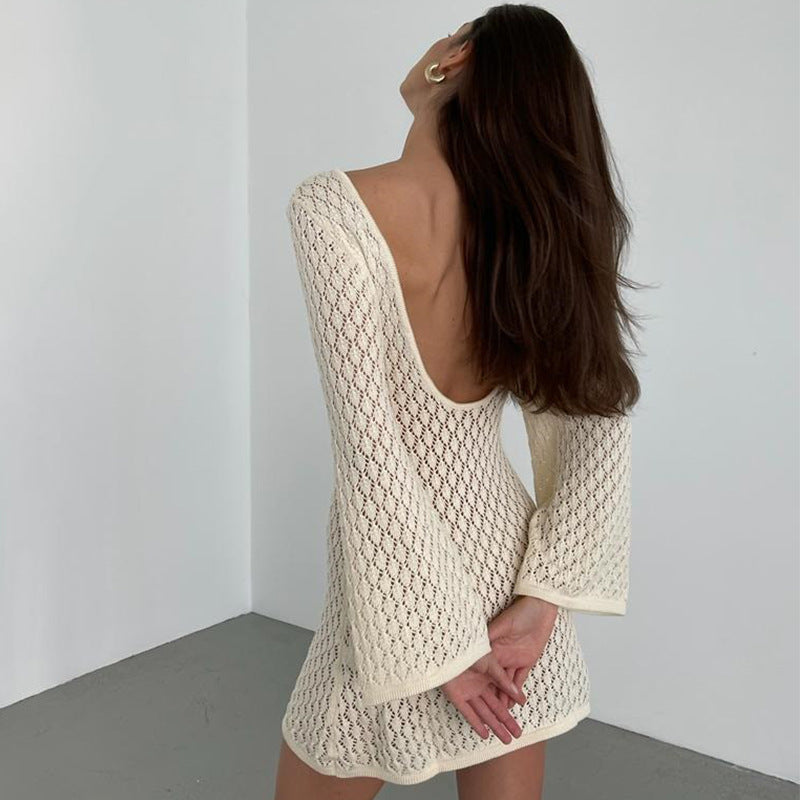 Damen Strickkleid mit innovativem Netzdesign und eleganten Cut-Outs Drune