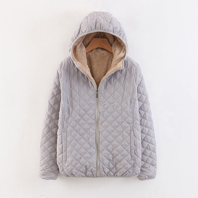 Damen gesteppte Winterjacke mit kuscheligem Innenfutter und Kapuze Drune