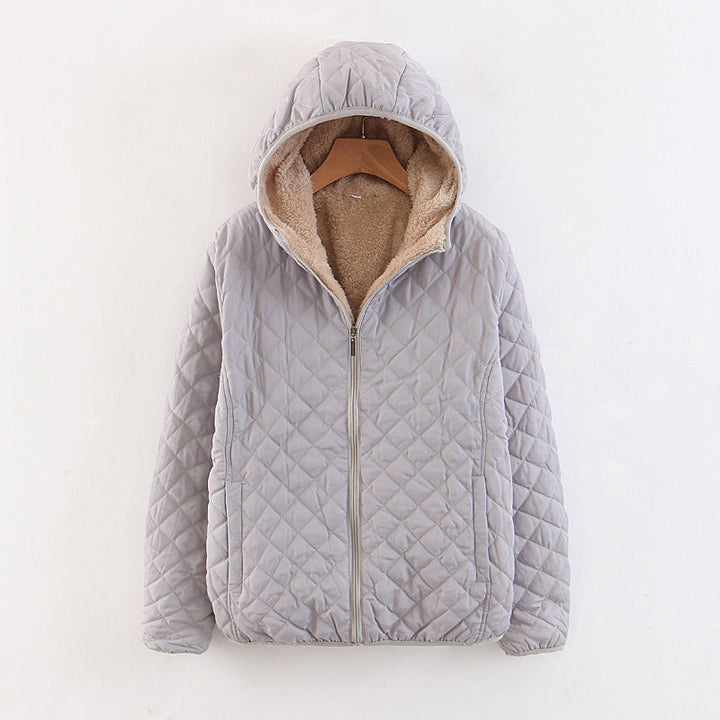 Damen gesteppte Winterjacke mit kuscheligem Innenfutter und Kapuze Drune
