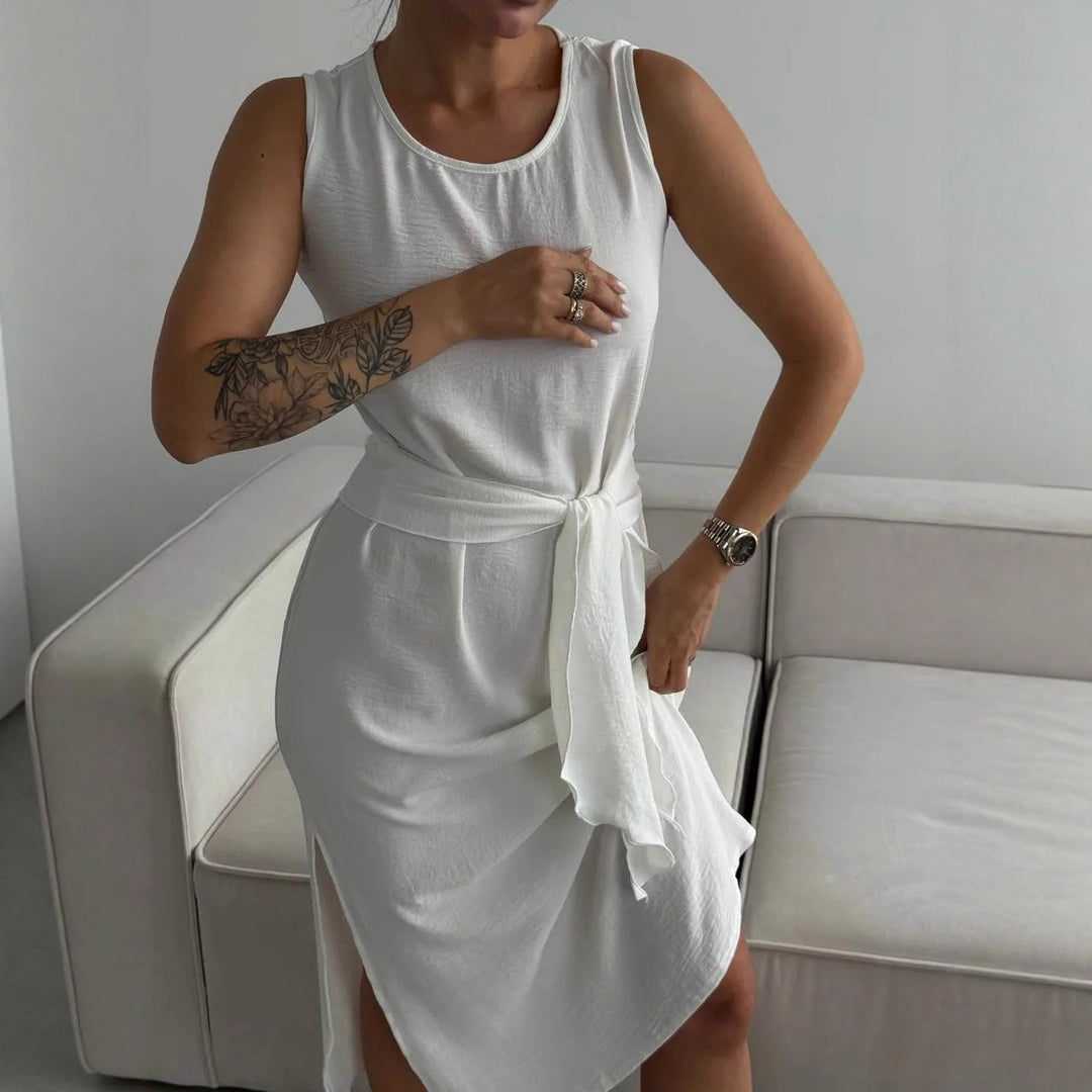 Damen sommerliches Wickelkleid mit seitlichem Schlitz und tailliertem Design Drune