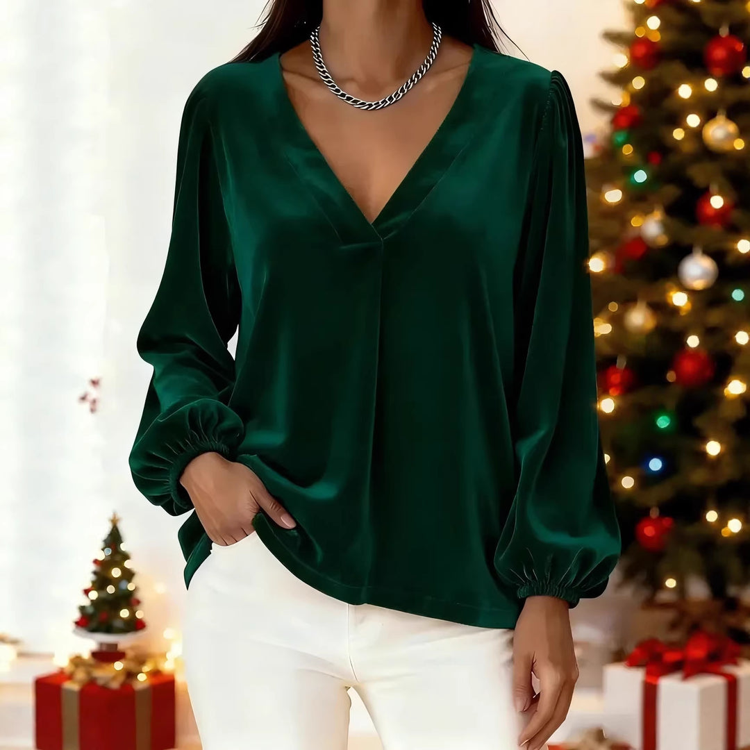 Damen modische Viskosebluse mit Ballonärmeln Drune