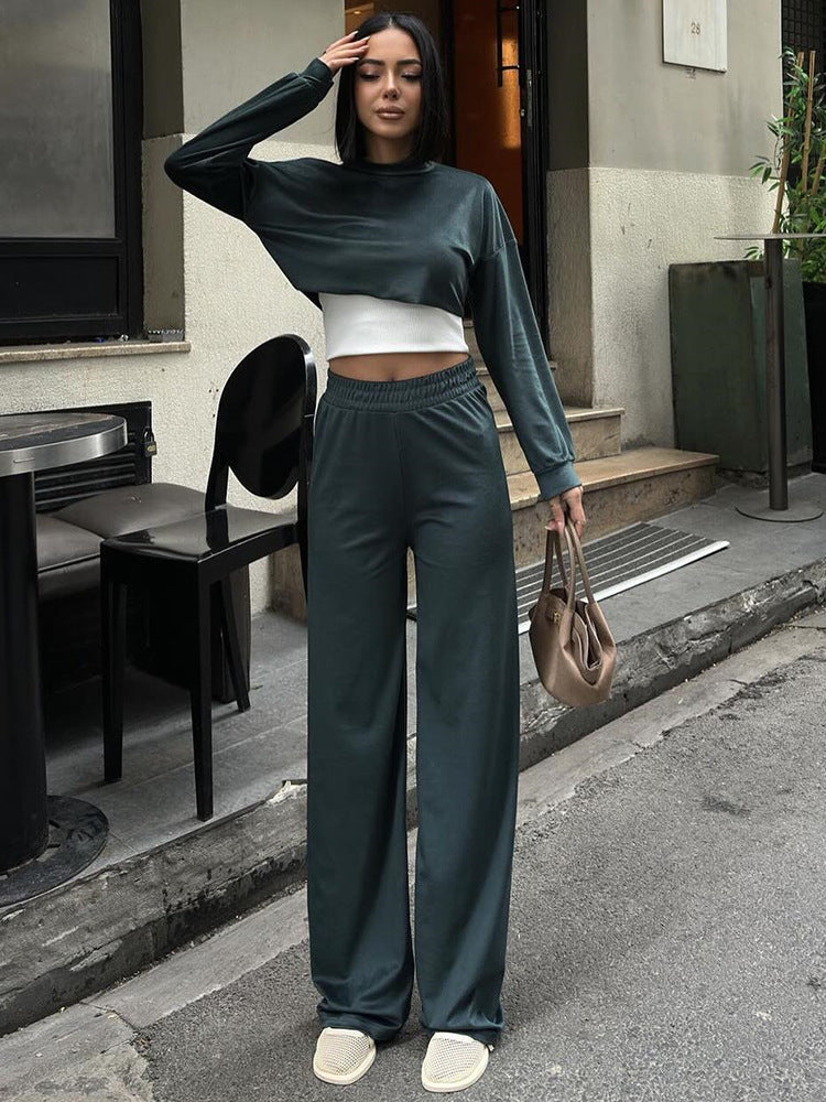 Damen Urbanes Freizeit-Set mit cropped Oberteil und weitem Schnitt Drune