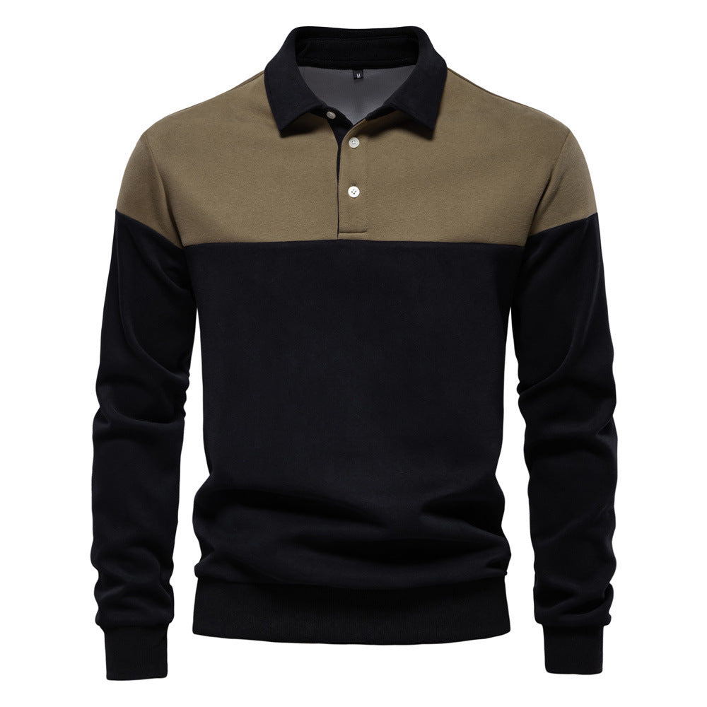 Herren nan sportlich-elegantes Langarm-Polo im Rugby-Stil mit kontrastierendem Kragen und breitem Brustpaneel Drune