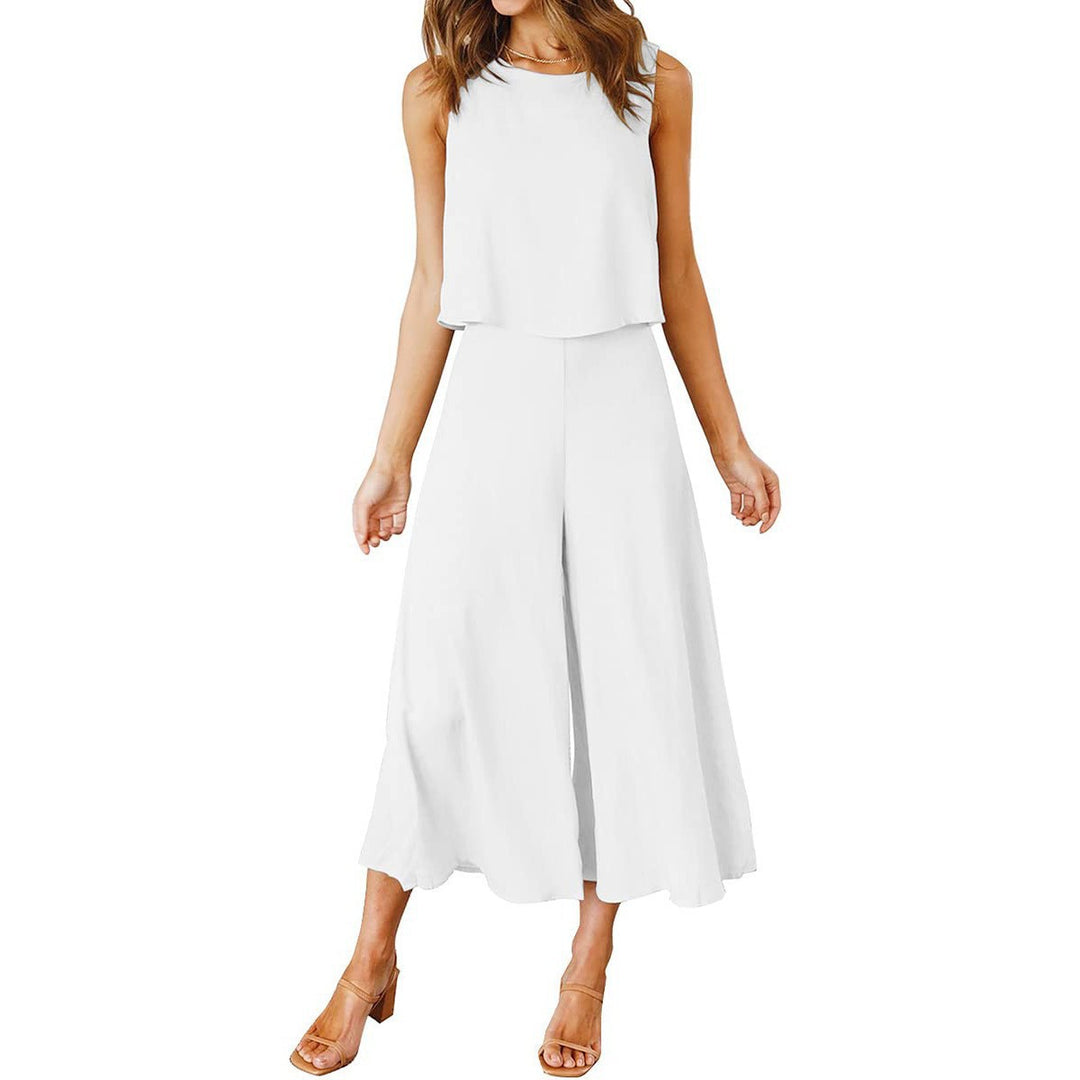 Damen Luftiger Jumpsuit mit schwingendem Bein und ärmellosem Design Drune