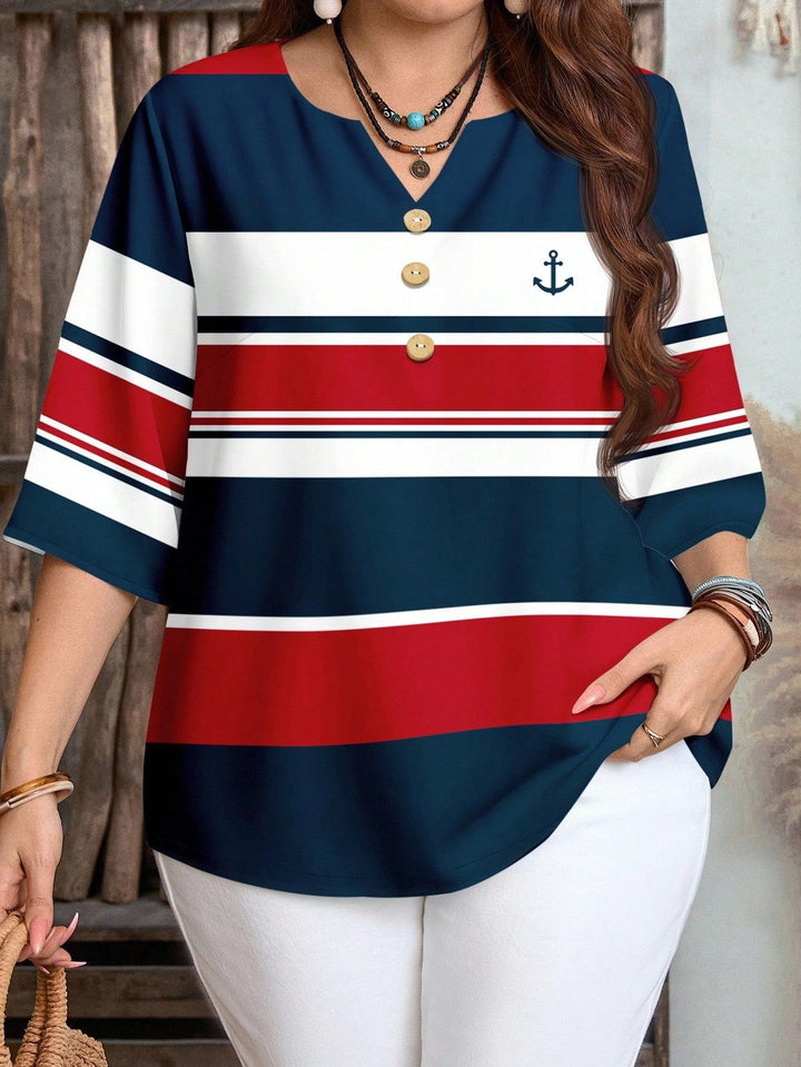 Damen Bluse mit Blumenmuster und Knopfleiste Drune