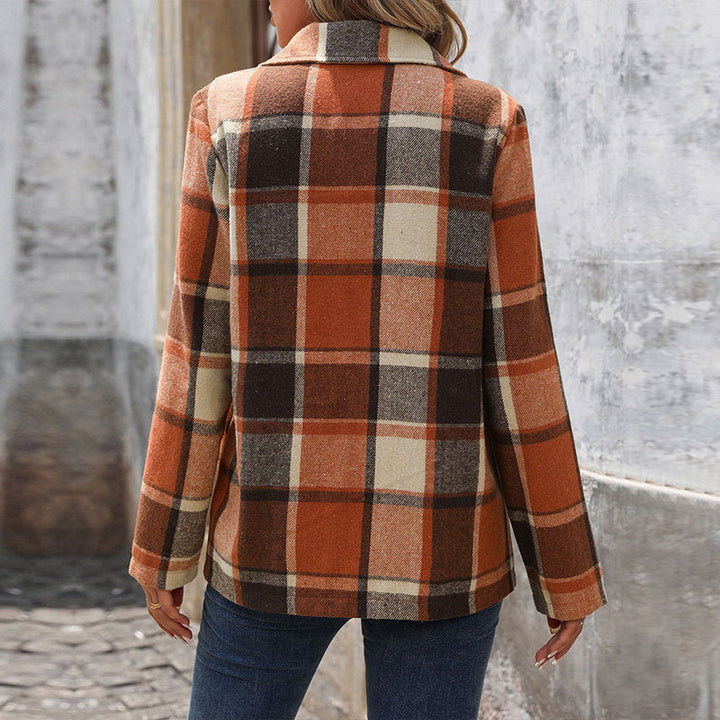 Damen Kariertes Blazer-Jackett aus hochwertigem Stoff Drune