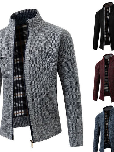 Herren modische Strickjacke mit innovativer Struktur und warmem Futter Drune