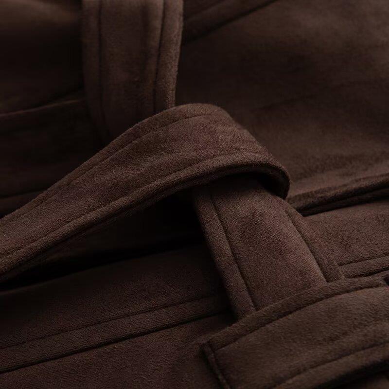 Damen elegante Jacke mit Taillengürtel und modernem Kragen Drune