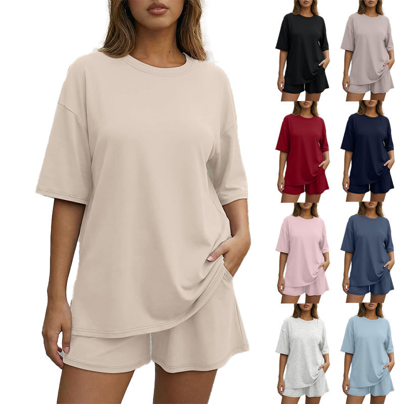 Damen Oversized Freizeit-Set mit kurzem Oberteil und lässiger Shorts Drune