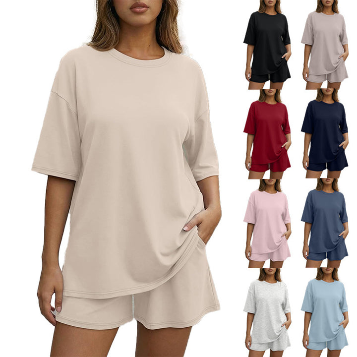 Damen Oversized Freizeit-Set mit kurzem Oberteil und lässiger Shorts Drune