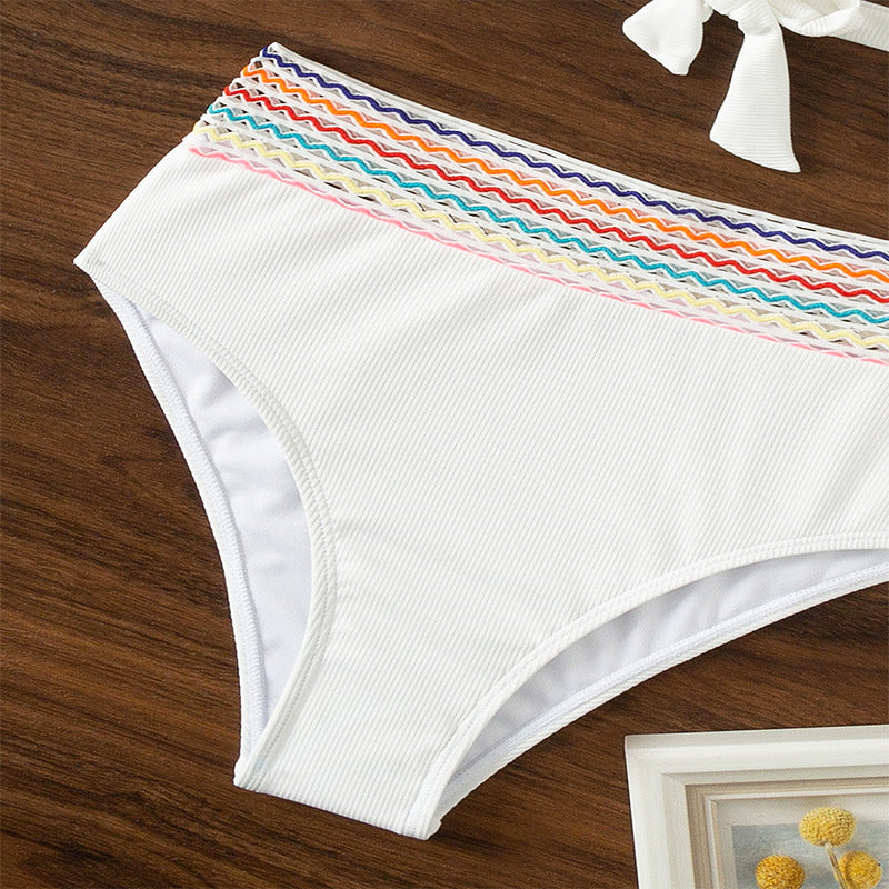 Damen Hoch tailliertes Bikini-Set mit modischen Trägersystem Drune
