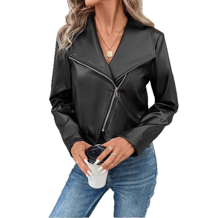 Damen modische Bikerjacke mit asymmetrischem Reißverschluss Drune