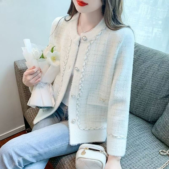 Damen elegantes Bouclé-Jäckchen mit feinen Knopfdetails Drune
