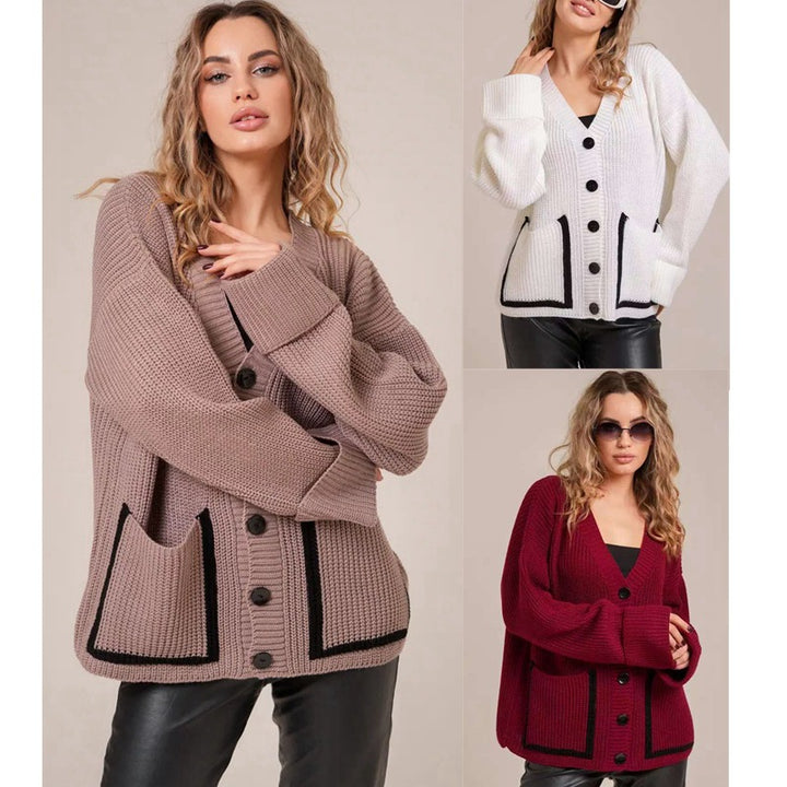 Damen Strickjacke mit modischem Schnitt und praktischen Knöpfen Drune