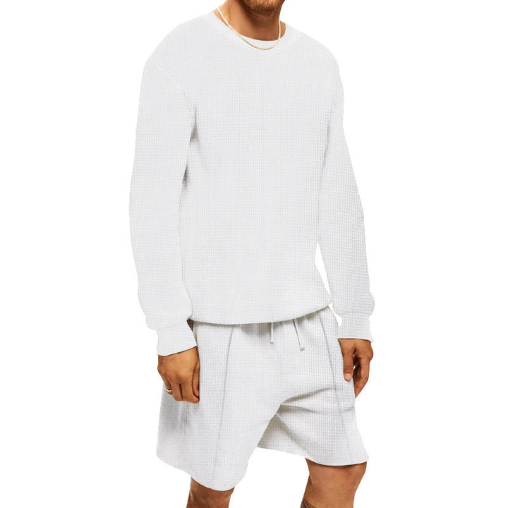 Herren lässiges Sweatshirt- und Shorts-Set mit strukturiertem Design Drune