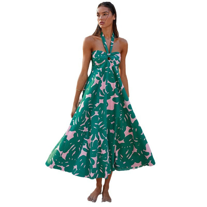 Damen Maxikleid mit floralem Bandeau-Design und elegantem Schwingrock Drune