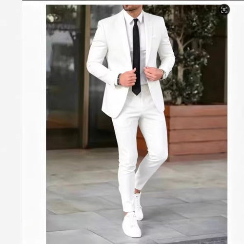 Herren nan tailliertes Anzugset aus leichtem Stretch-Twill mit Ein-Knopf-Sakko und Flat-Front-Hose Drune