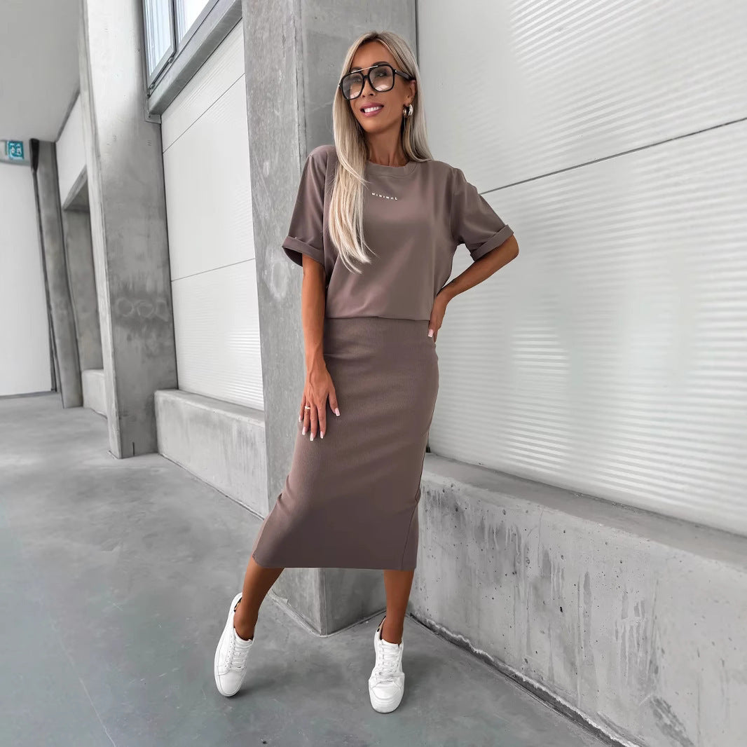 Damen Strickoberteil und Bleistiftrock-Kombination Drune