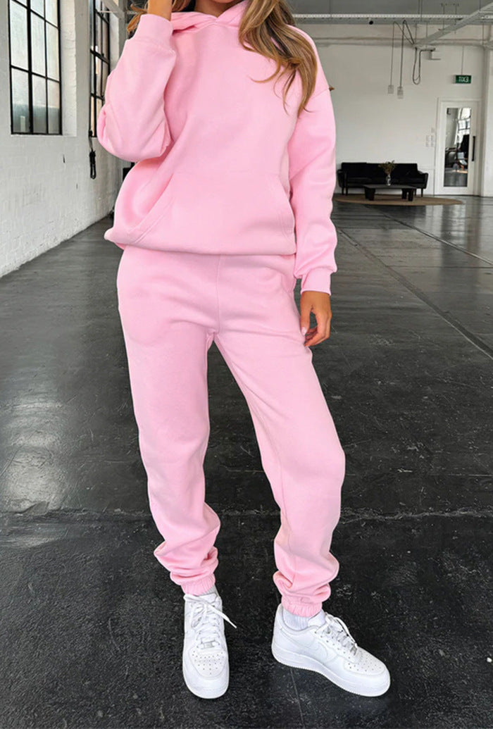 Damen Sportliches Loungewear-Set mit Kapuze und elastischem Bund Drune