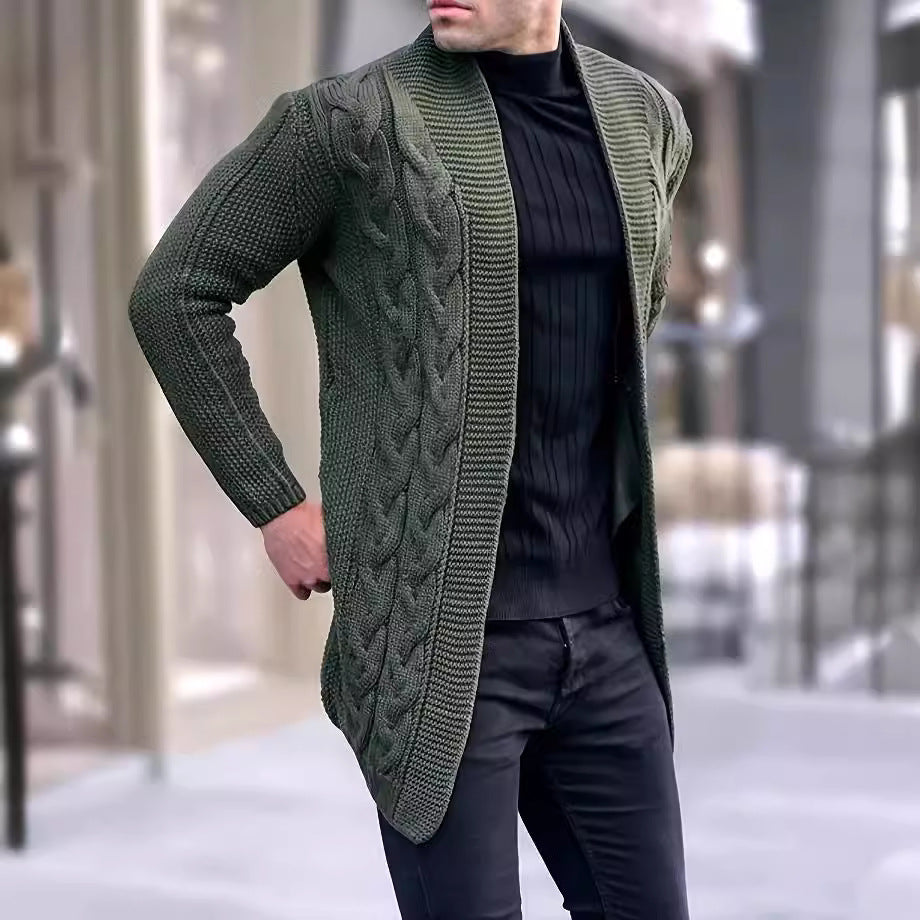Herren Grobstrick Cardigan mit modischem Zopfmuster und lässigem Schnitt Drune