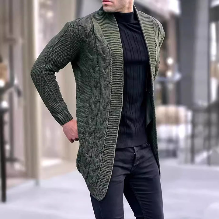 Herren Grobstrick Cardigan mit modischem Zopfmuster und lässigem Schnitt Drune