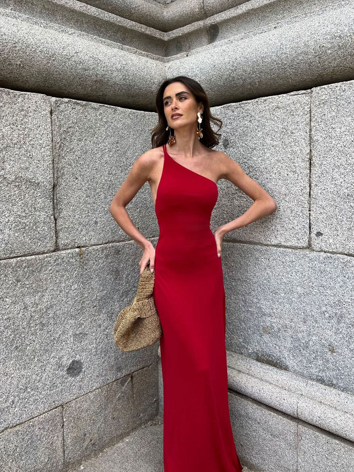 Damen Abendkleid mit asymmetrischem Design und elegantem Schlitz Drune