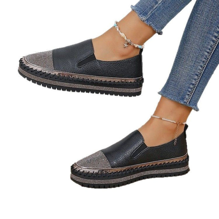 Damen Slip-On Plateau-Sneaker mit elegantem Glitzervorbau und rutschfester Sohle Drune