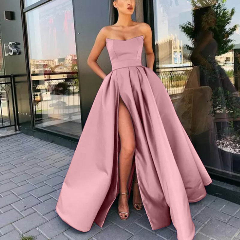Drune | Geteiltes langes Party-Hostess-Abendkleid