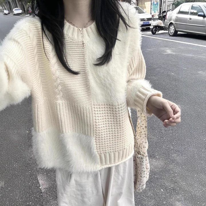 Damen Grobstrickpullover mit variierenden Texturen Drune