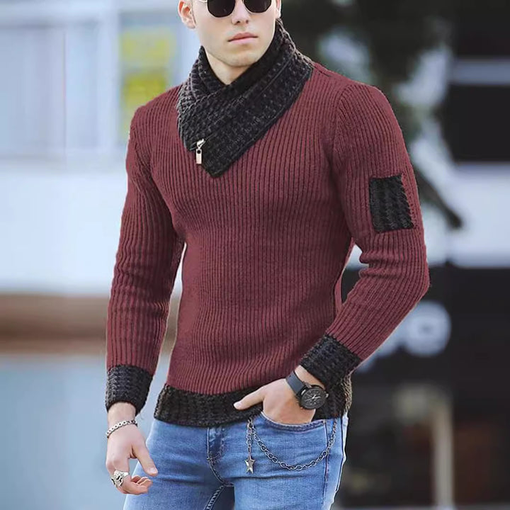 Herren strukturierter Pullover mit modernem Stehkragen Drune