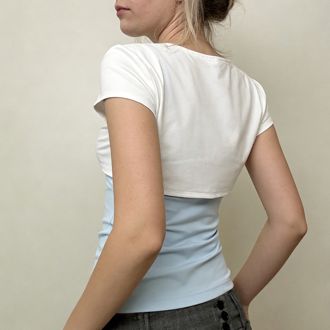 Damen Kurzarm Blusentop mit Knotendetail Drune