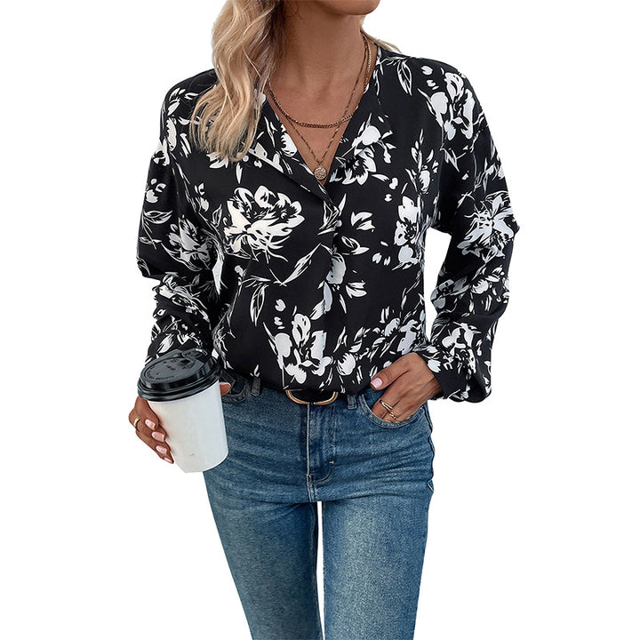 Damen Bluse mit floralen Mustern und eleganten Puffärmeln Drune
