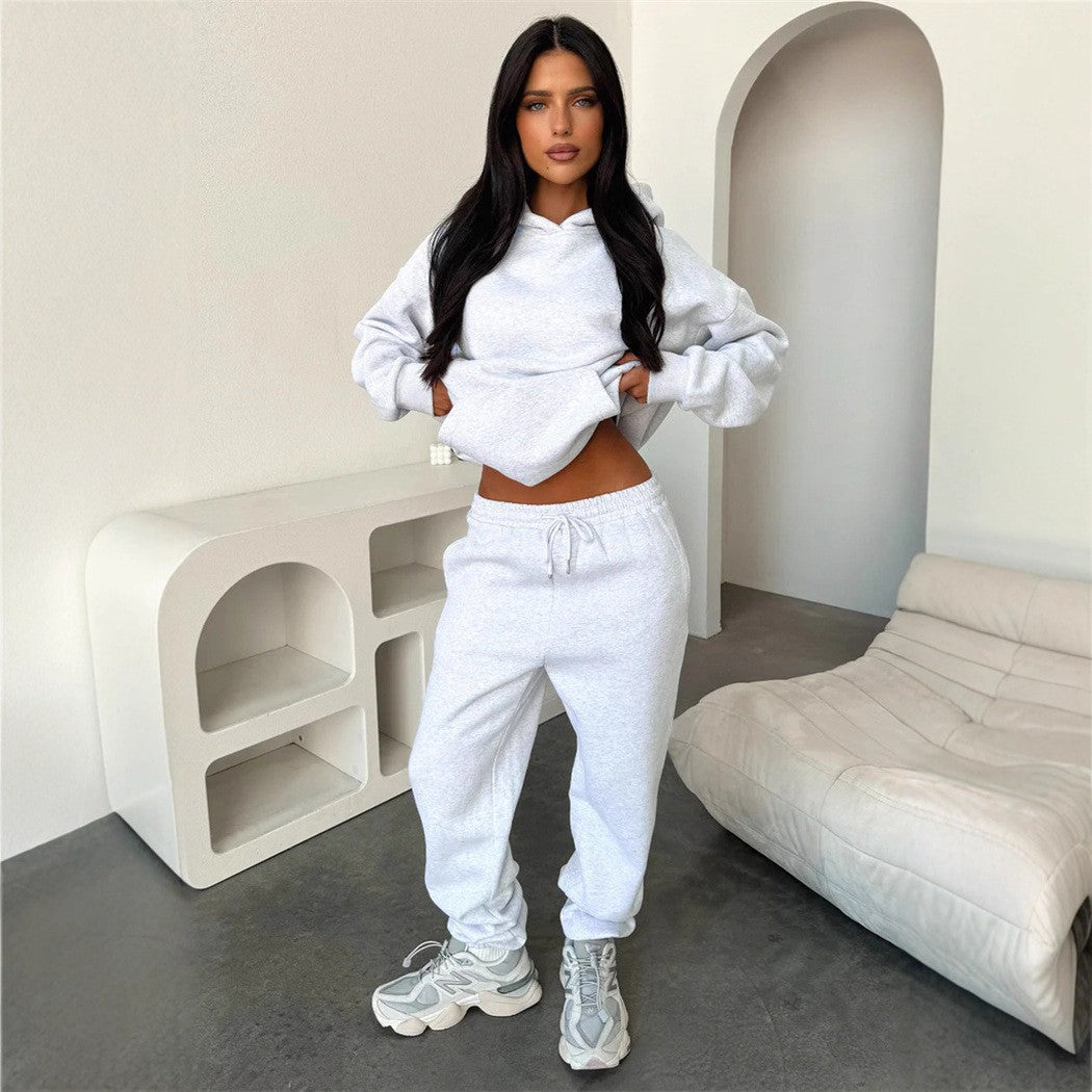 Damen Sportliches Loungewear-Set mit Kapuze und elastischem Bund Drune