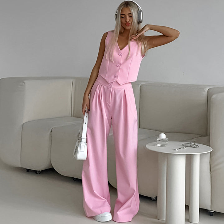 Damen elegantes Overall-Set aus hochwertigem Material mit schmalem Schnitt und schwingenden Beinen Drune