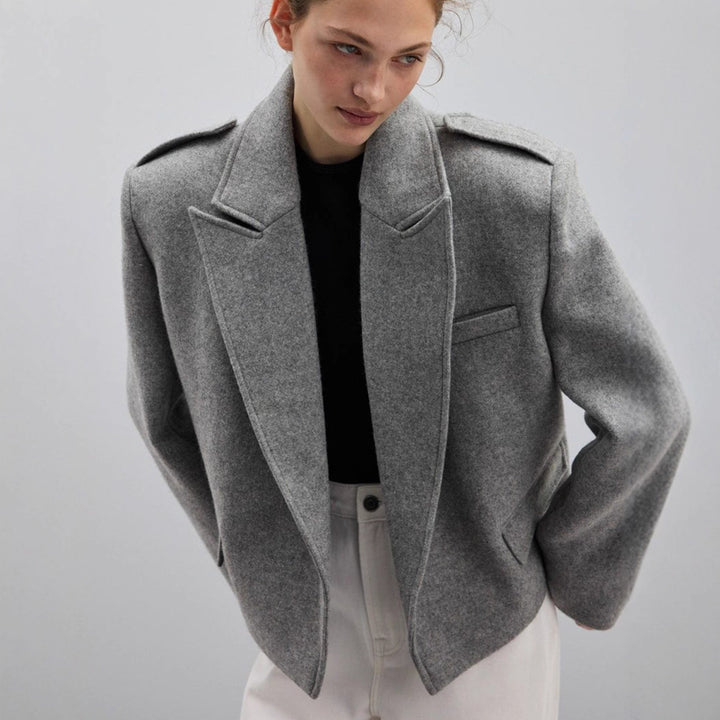 Damen eleganter Oversized-Blazer mit feiner Textur und praktischen Taschen Drune