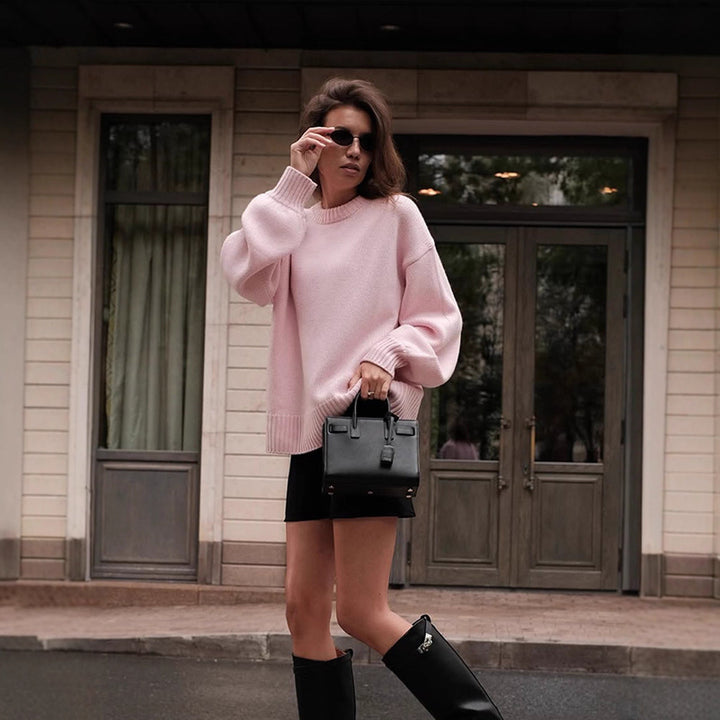Damen gemütlicher Strickpullover mit weitem Schnitt Drune