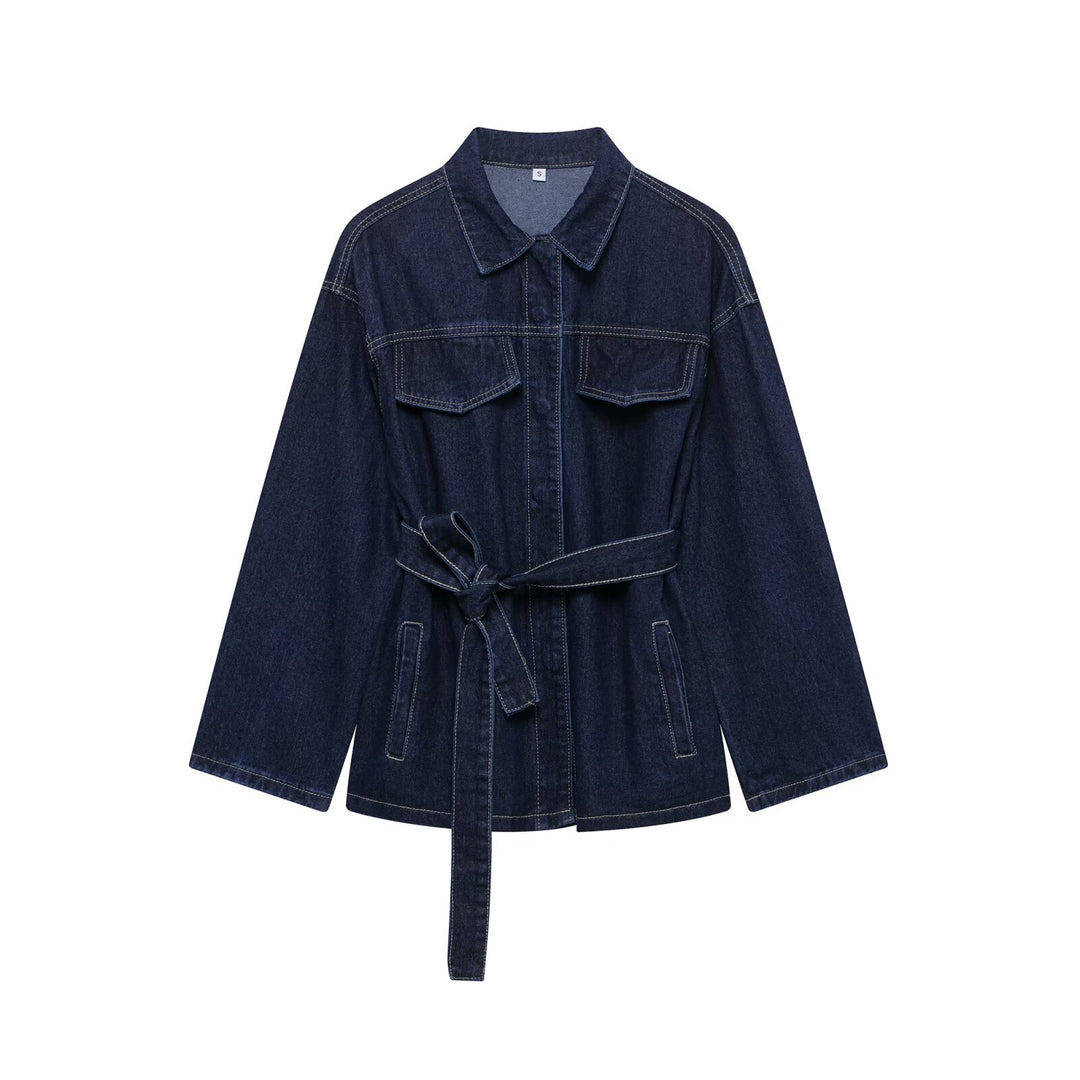 Damen nan hochgeschnittene, weit geschnittene Jeans mit geradem Bein und Fünf-Taschen-Details Drune