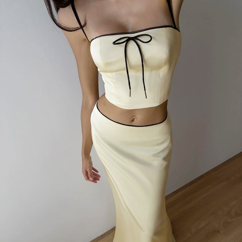 Damen Glamouröses Satin-Kleid mit Spitzendetails Drune