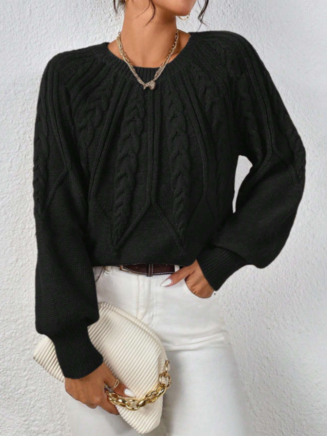 Damen Grobstrickpullover mit detailverliebtem Zopfmuster und weitem Schnitt Drune