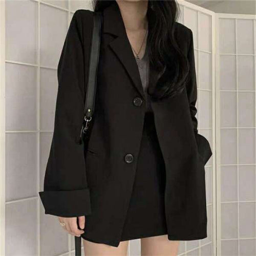 Damen Eleganter Blazer mit Zwei-Knopf-Verschluss und Weitem Schnitt Drune