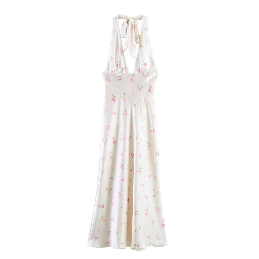 Damen Maxikleid mit feinen Rüschen und floralem Design Drune