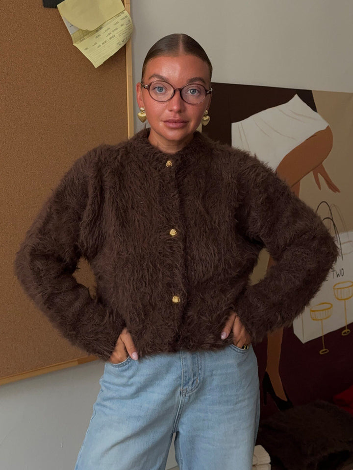 Damen Flauschiger Knit-Pullover aus 100% Nylon mit lässigem Schnitt Drune