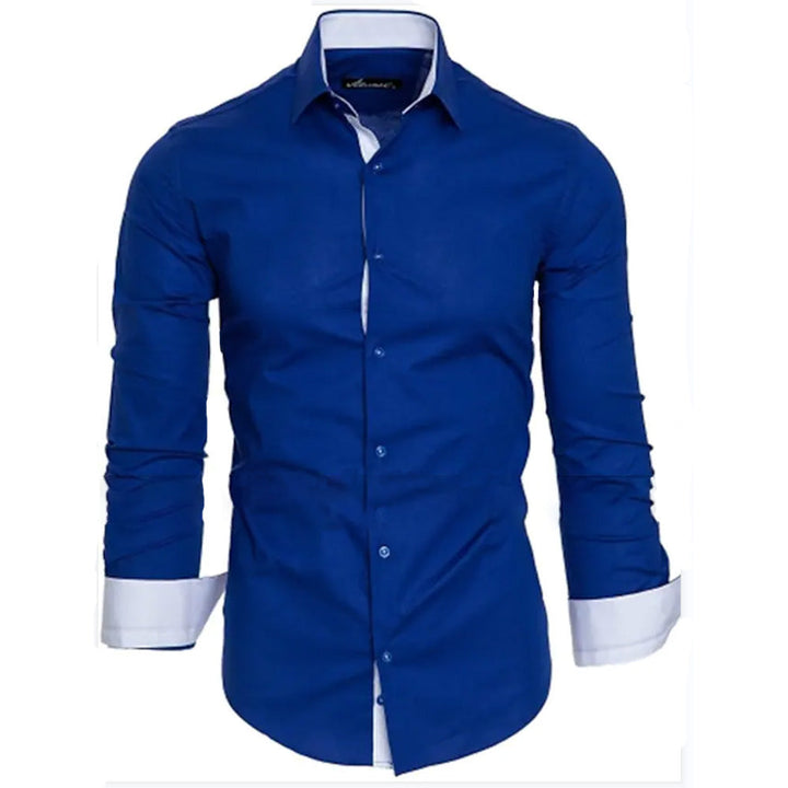 Herren elegantes Langarmhemd mit kontrastierenden Manschetten Drune