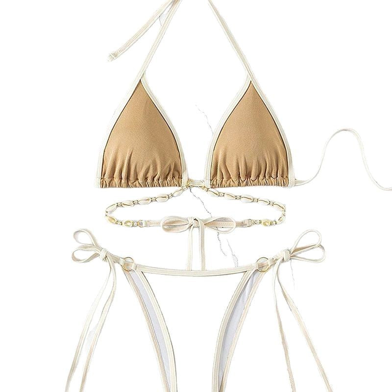 Damen Triangel-Bikini mit verstellbaren Trägern und modischen Akzenten Drune