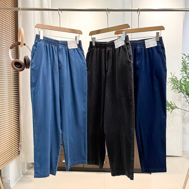 Damen Bequeme weit geschnittene Jeanspants mit elastischem Bund Drune
