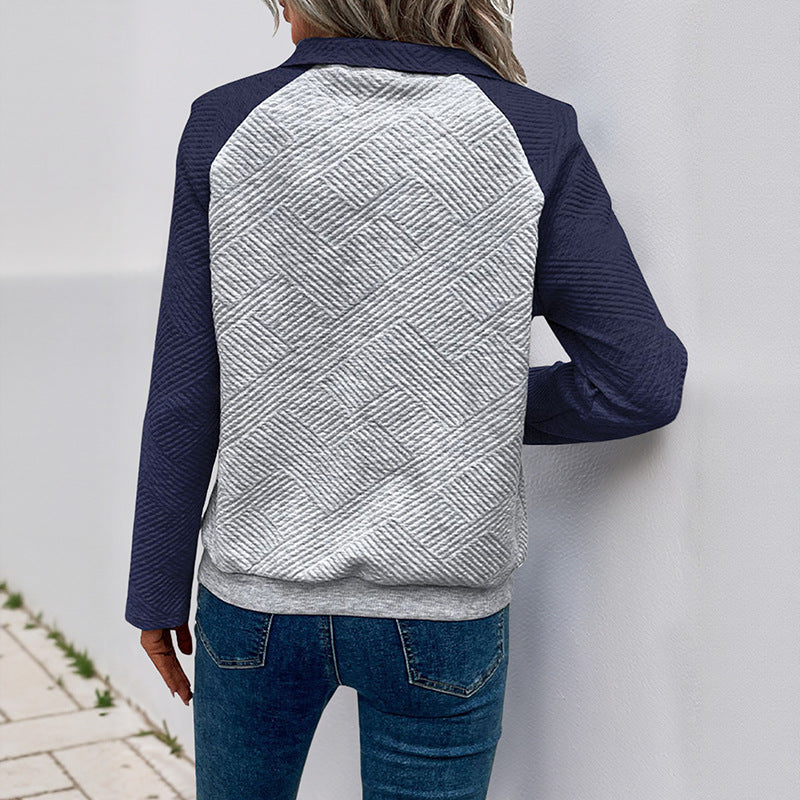 Damen lässiger Pullover mit Stehkragen und strukturiertem Design Drune